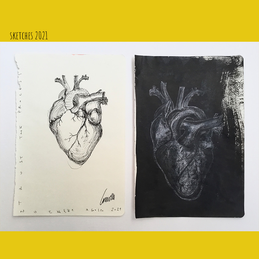 Heart drawings . Contemporary Art . Abstract . Camilla Pistolesi